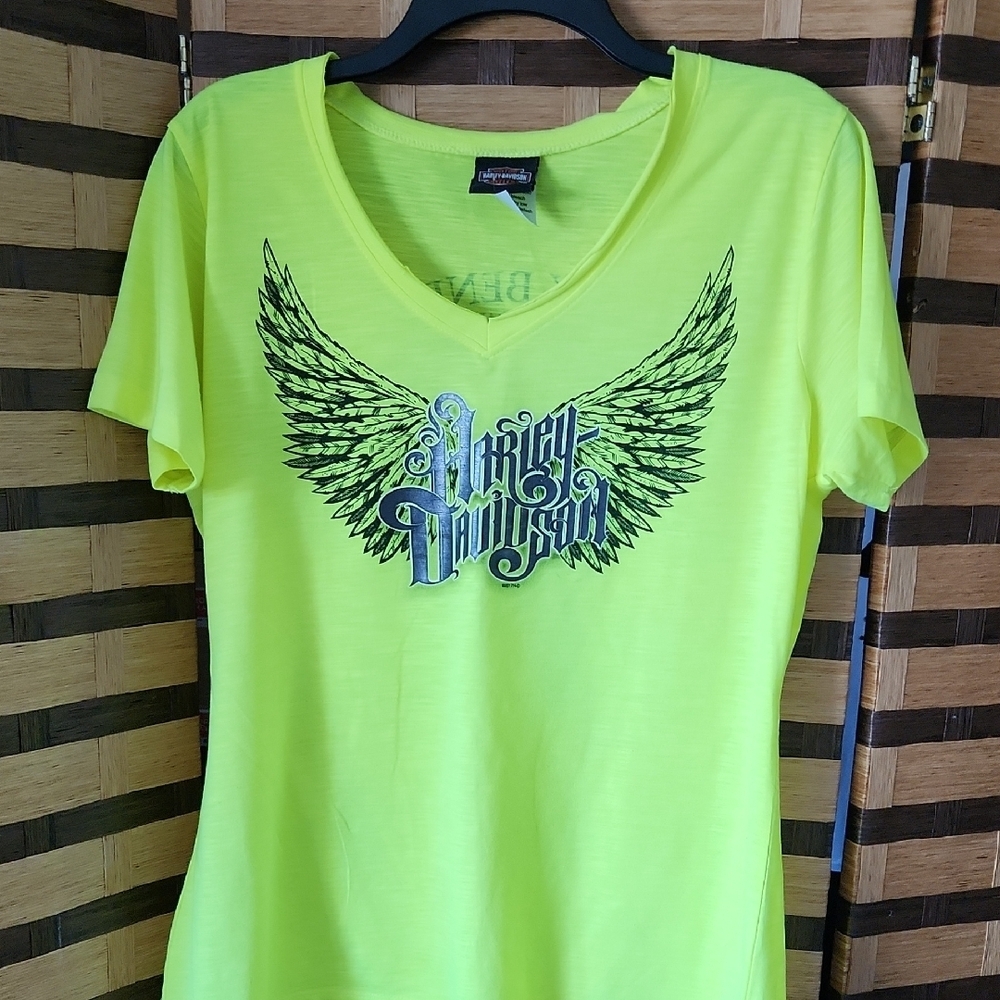 NWOT! Harley-Davidson Neon Green Women's Top